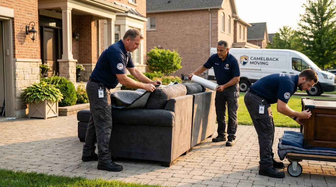 Large estate moving crew wrapping furniture in Arnett, OK
